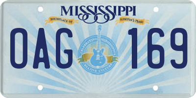 MS license plate OAG169