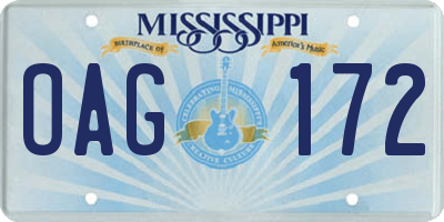 MS license plate OAG172