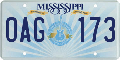 MS license plate OAG173