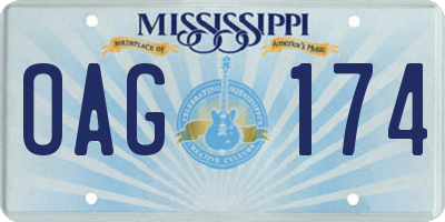 MS license plate OAG174