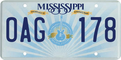 MS license plate OAG178