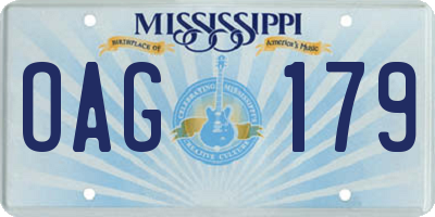 MS license plate OAG179