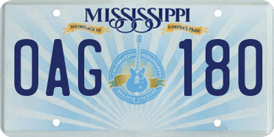 MS license plate OAG180