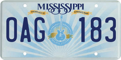 MS license plate OAG183