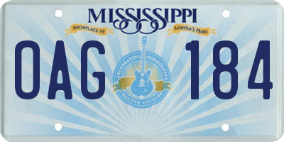 MS license plate OAG184