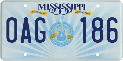 MS license plate OAG186