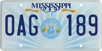 MS license plate OAG189