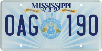 MS license plate OAG190