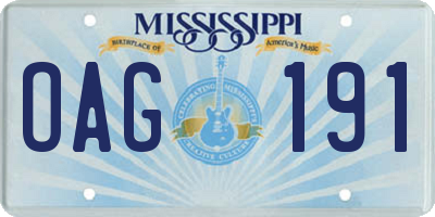 MS license plate OAG191
