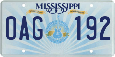 MS license plate OAG192