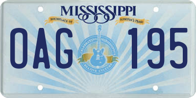MS license plate OAG195