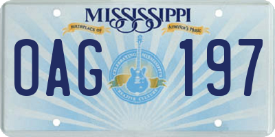 MS license plate OAG197