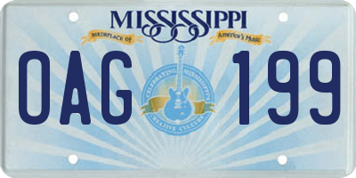 MS license plate OAG199