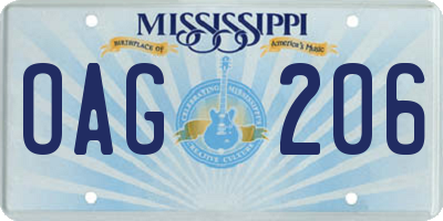 MS license plate OAG206