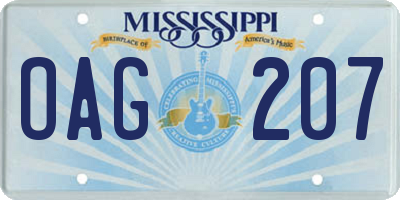 MS license plate OAG207