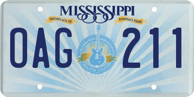MS license plate OAG211
