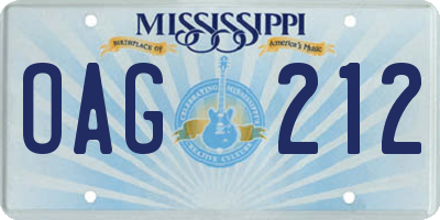 MS license plate OAG212