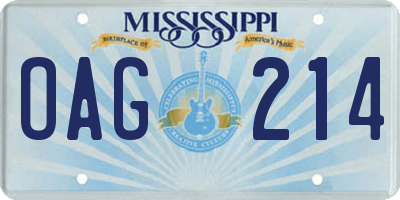MS license plate OAG214