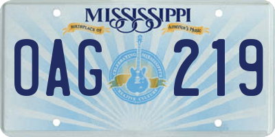 MS license plate OAG219