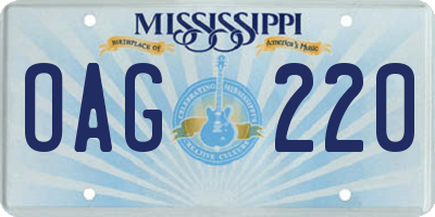 MS license plate OAG220