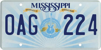 MS license plate OAG224