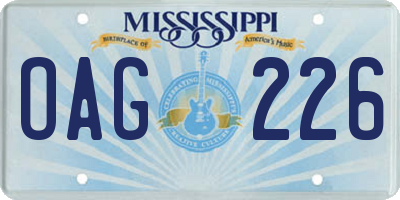 MS license plate OAG226