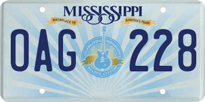 MS license plate OAG228