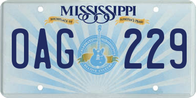 MS license plate OAG229