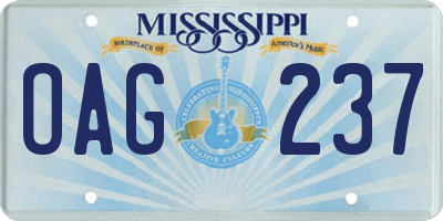 MS license plate OAG237
