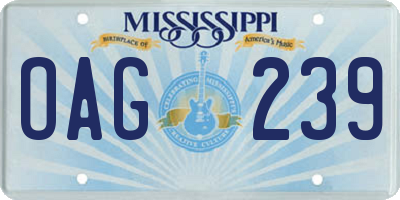 MS license plate OAG239