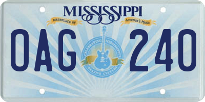 MS license plate OAG240