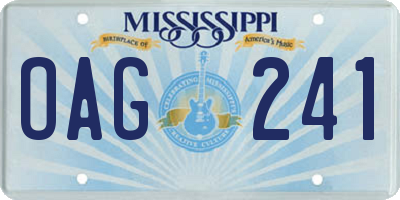 MS license plate OAG241