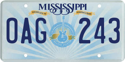 MS license plate OAG243
