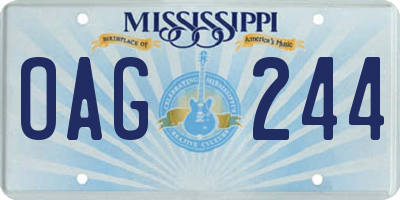 MS license plate OAG244