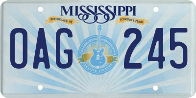 MS license plate OAG245