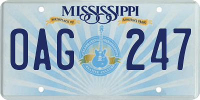 MS license plate OAG247