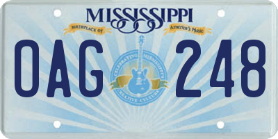 MS license plate OAG248