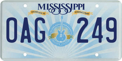 MS license plate OAG249