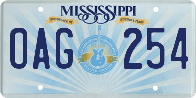 MS license plate OAG254