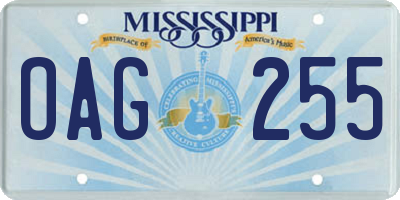 MS license plate OAG255