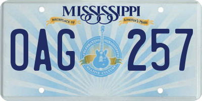 MS license plate OAG257