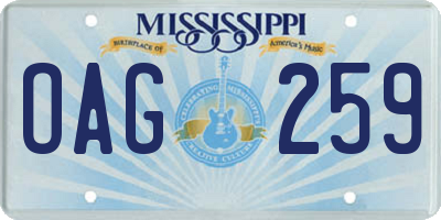 MS license plate OAG259