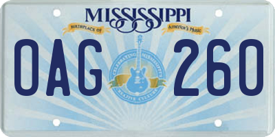 MS license plate OAG260