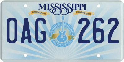 MS license plate OAG262