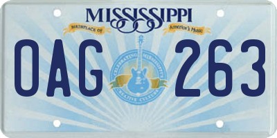 MS license plate OAG263