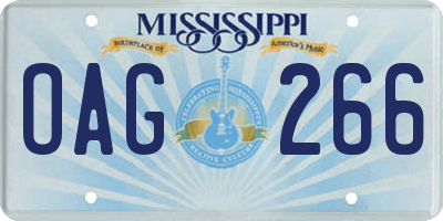 MS license plate OAG266