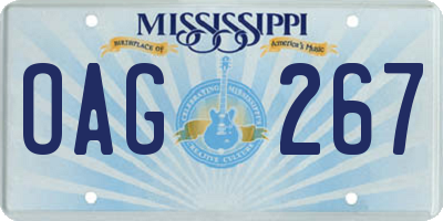 MS license plate OAG267