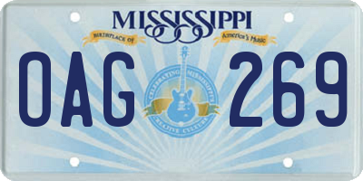 MS license plate OAG269