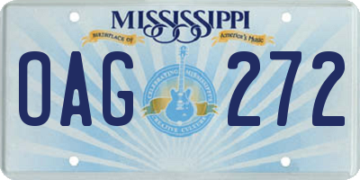 MS license plate OAG272