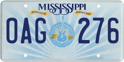 MS license plate OAG276